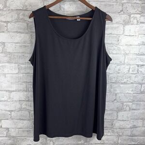 Susan Graver Liquid Knit Cami Tank‎ Top Sleeveless Travel Office Black Size 1x